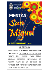 CARTEL REUNION FIESTAS DE SAN MIGUEL 2015