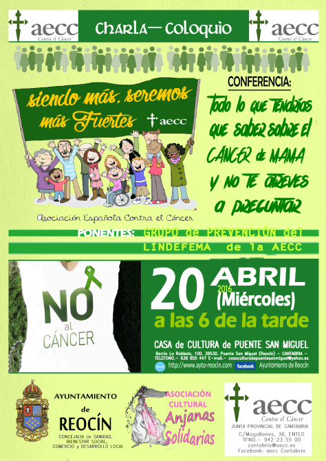 cartel charla sobre el canacer mama 18abril2016