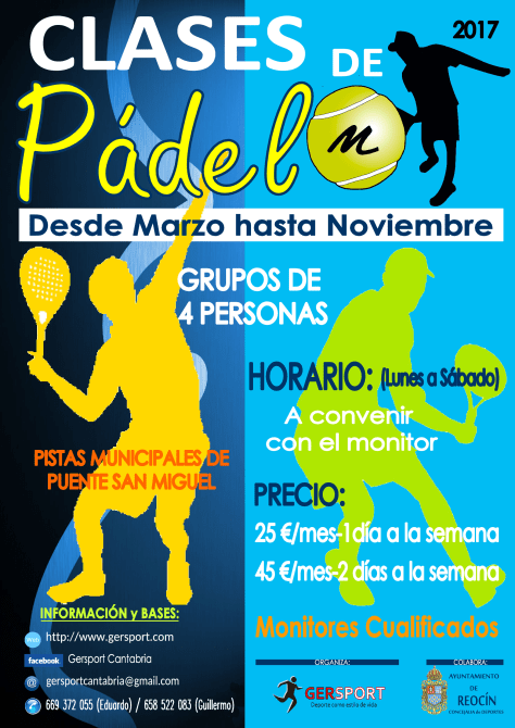cartelclasess de padel2017