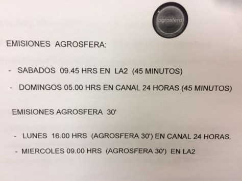AGROSFERA HORARIOS