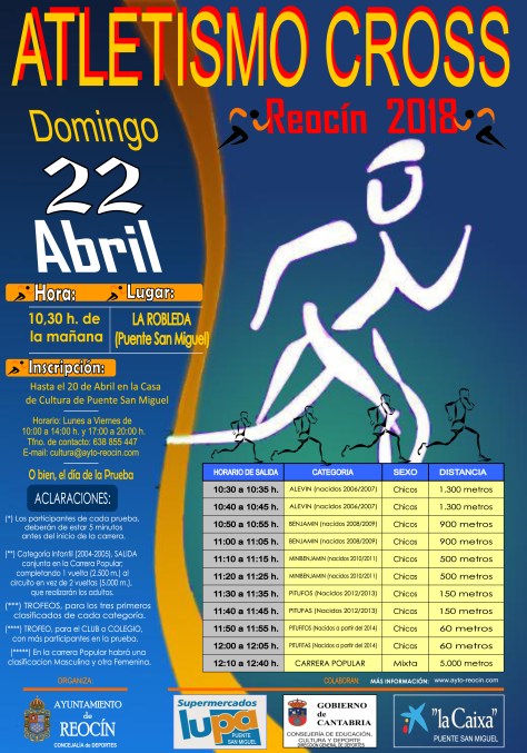 cartel atletismo cross reocin 22 de ABRIL 2018