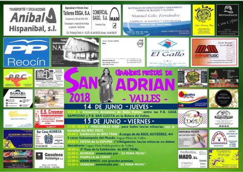 cartel fiestas de SAN ADRIAN 2018