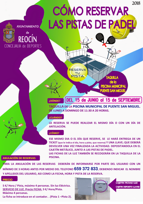 CARTEL RESERVA PISTAS DE PADEL DEL15JUNIO-15SEPT 18