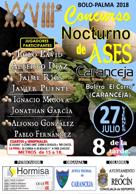 CARTEL FINAL CONCURSO NOCTURNO DE BOLOS CARANCEJA 2018