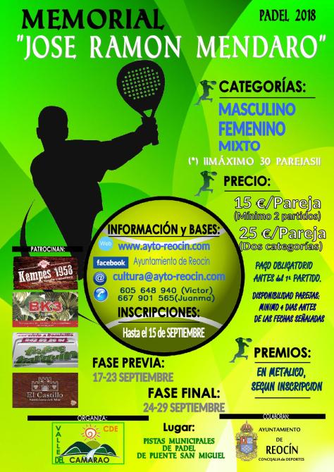 MEMORIAL JOSE RAMON MENDARON PADEL SEPT 2018