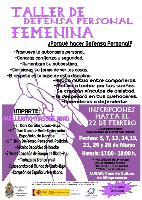 CARTEL TALLER DEFENSA PRSONAL FEMENINA