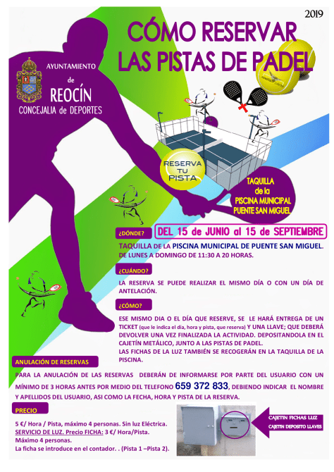 CARTEL RESERVA PISTAS DE PADEL DEL15JUNIO-15SEPT 19
