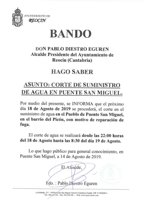 BANDO MIERRCOLES 14 AGOSTO
