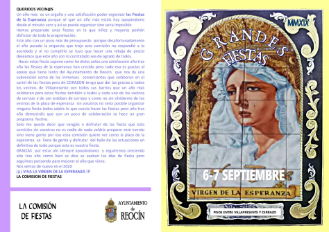 folleto virgen de la esperanza 2019