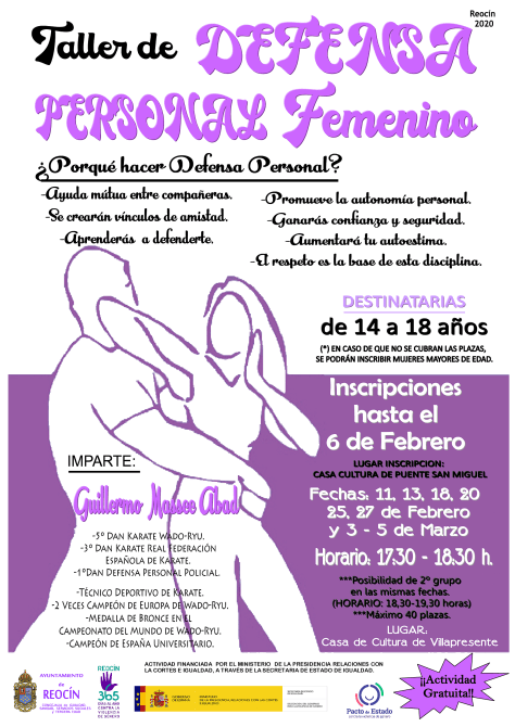 cartel de taller de defensa personal FEMENINO 2020