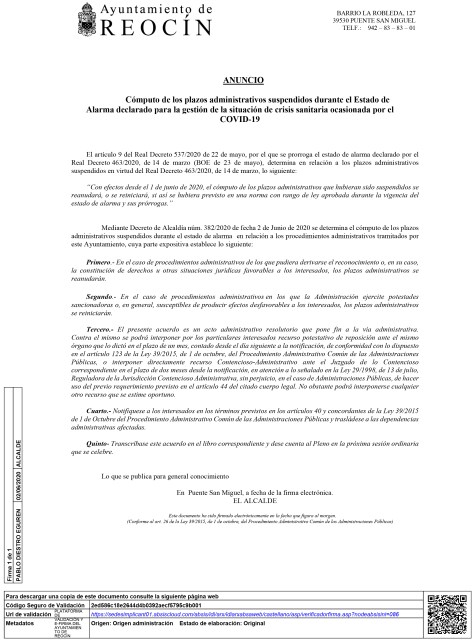 ANUNCIO COMPUTO PLAZOS ADMINISTRATIVOS