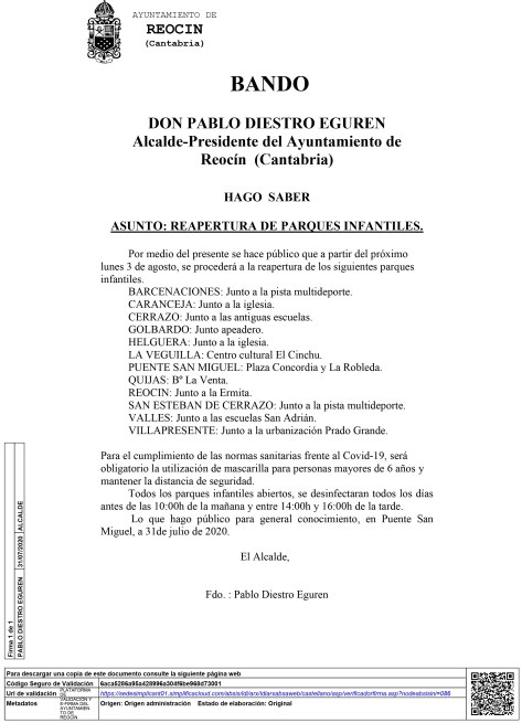 BANDO REAPERTURA PARQUES